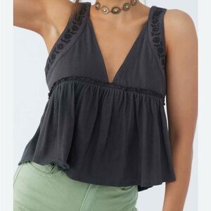 O'Neill Women’s Deanna Embroidered Tank Top in charcoal